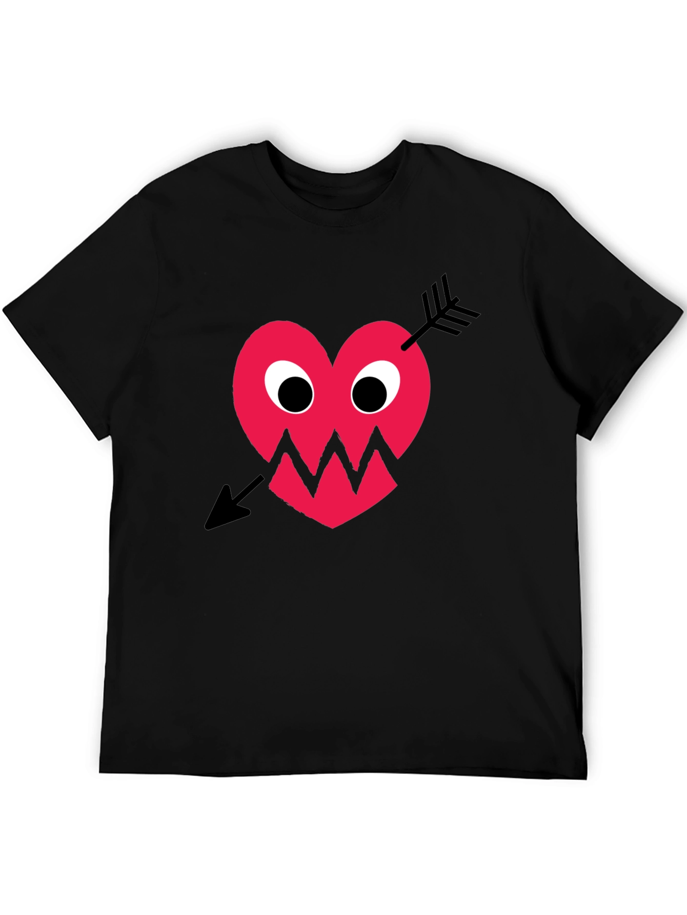 Heart Arrow Graphic Tee - Black Cotton T-Shirt