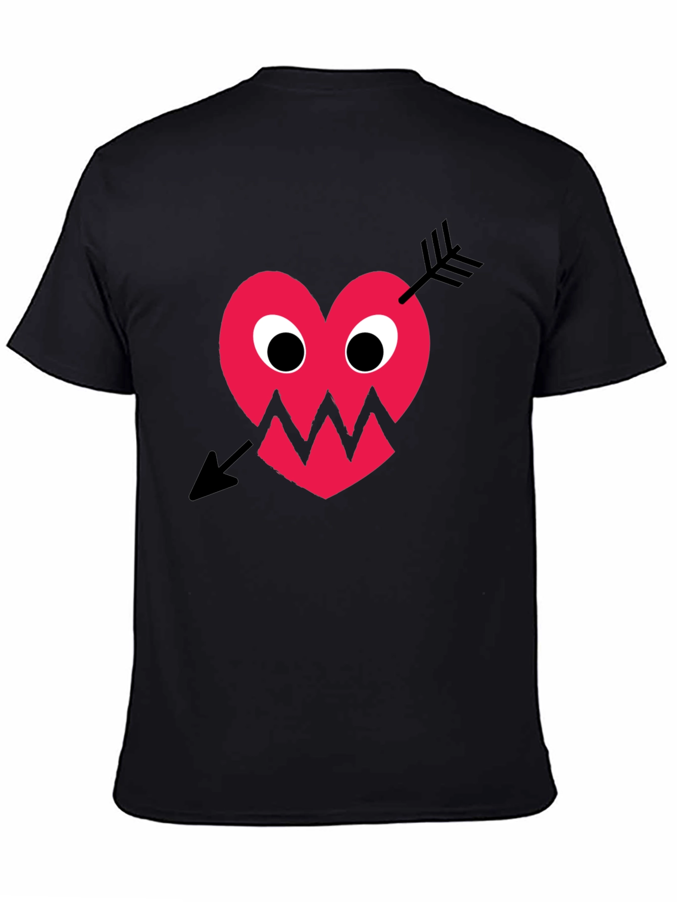 Heart Arrow Graphic Tee - Black Cotton T-Shirt