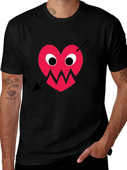 Heart Arrow Graphic Tee - Black Cotton T-Shirt