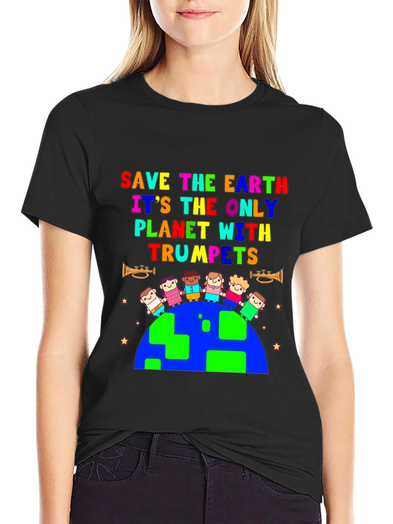 Save the Earth Trumpet Planet T-Shirt