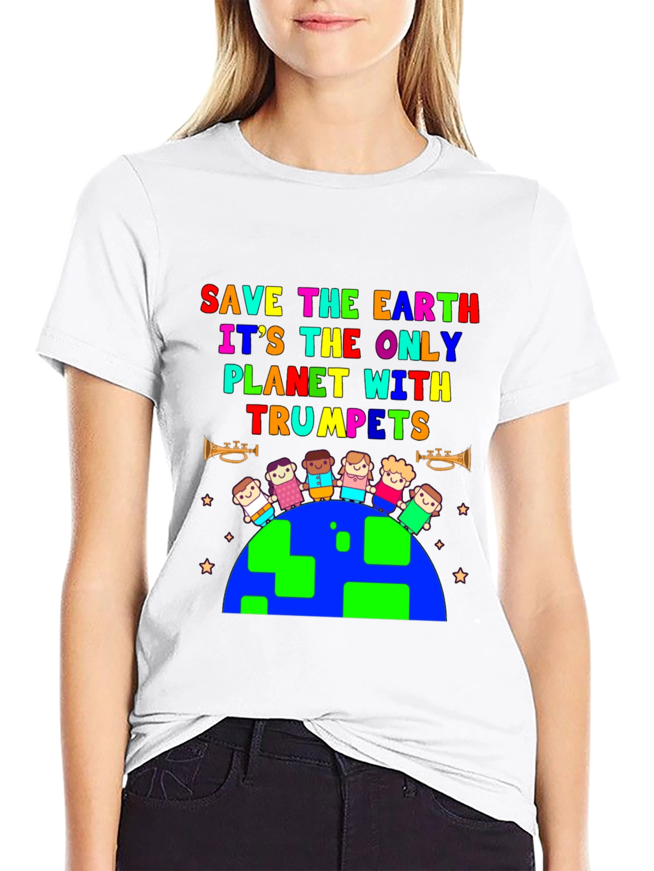 Save the Earth Trumpet Planet T-Shirt