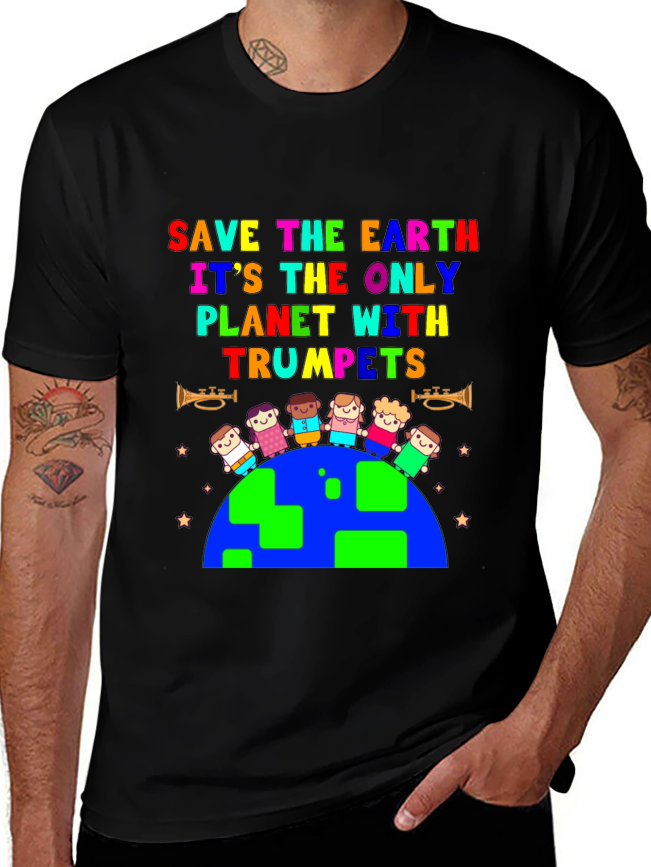 Save the Earth Trumpet Planet T-Shirt