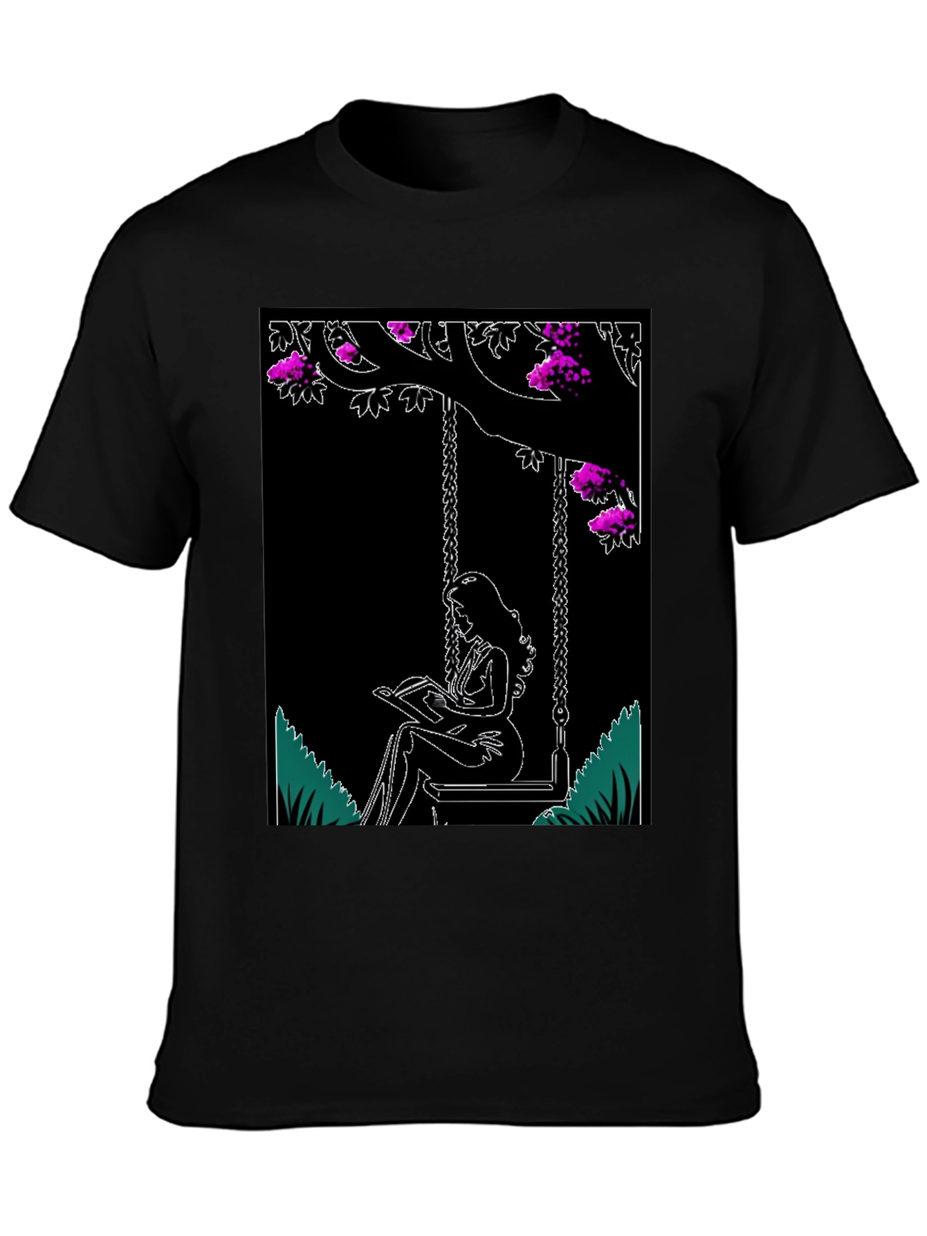Whimsical Reader Black T-Shirt