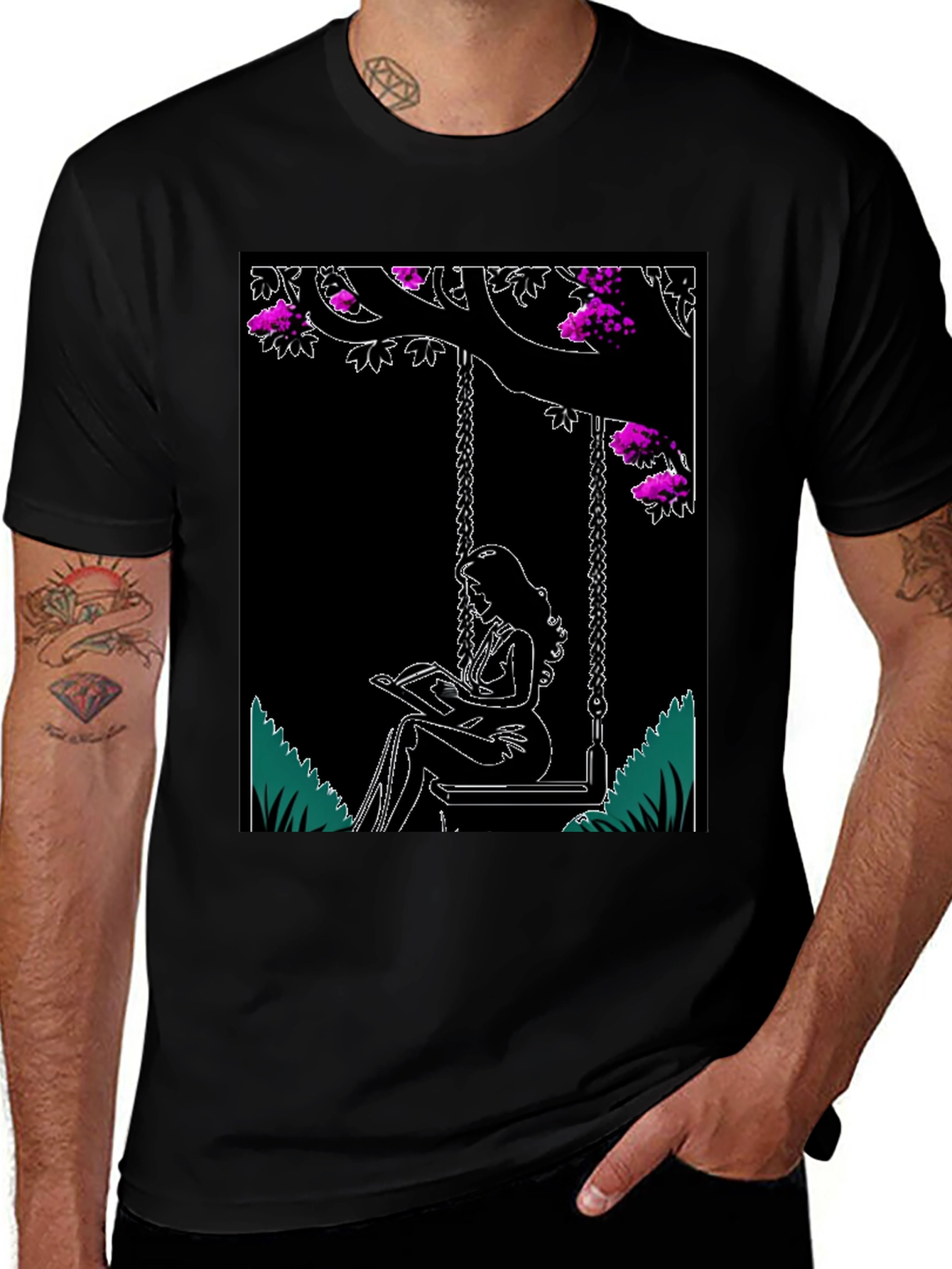 Whimsical Reader Black T-Shirt