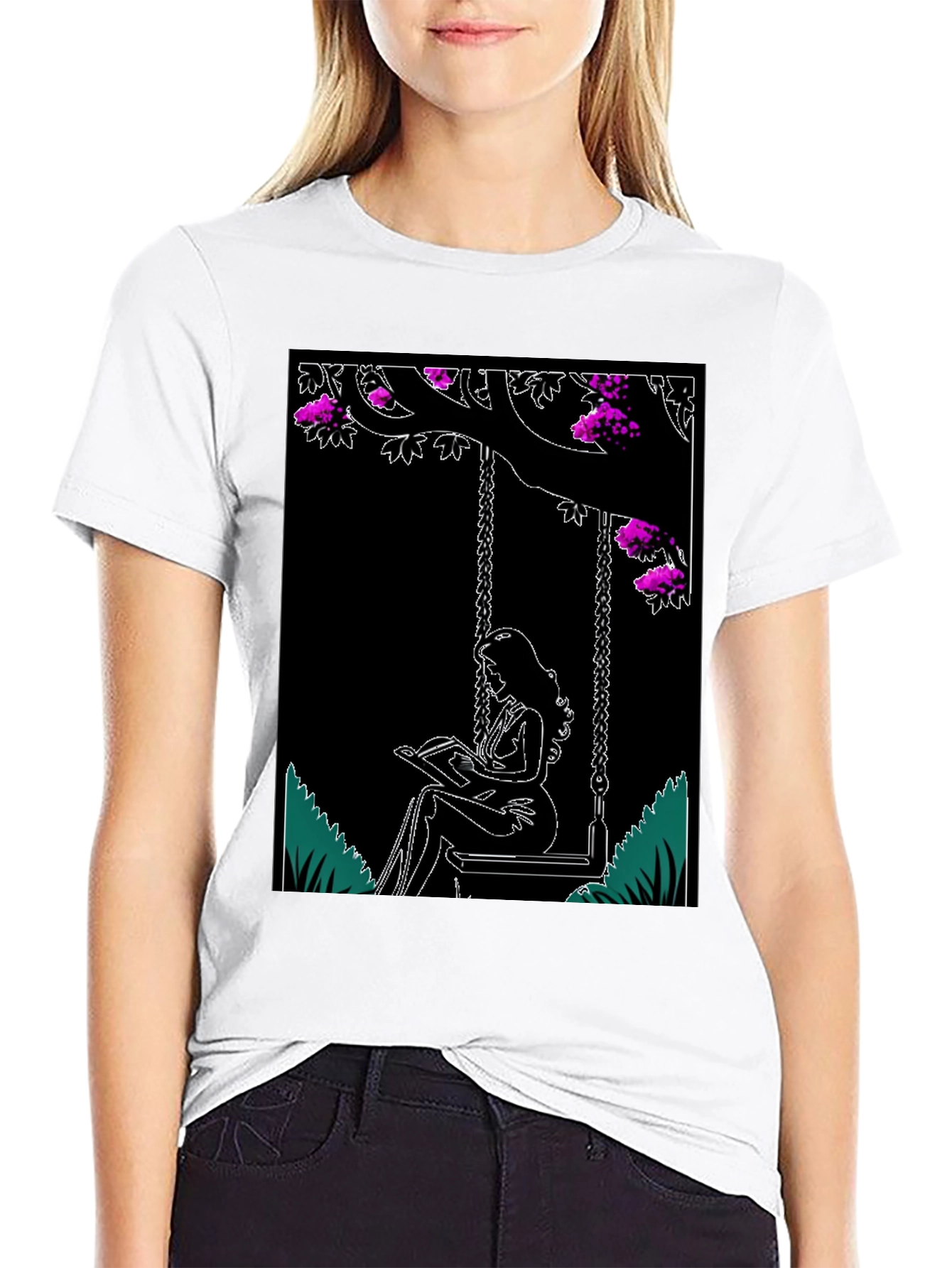 Whimsical Reader Black T-Shirt