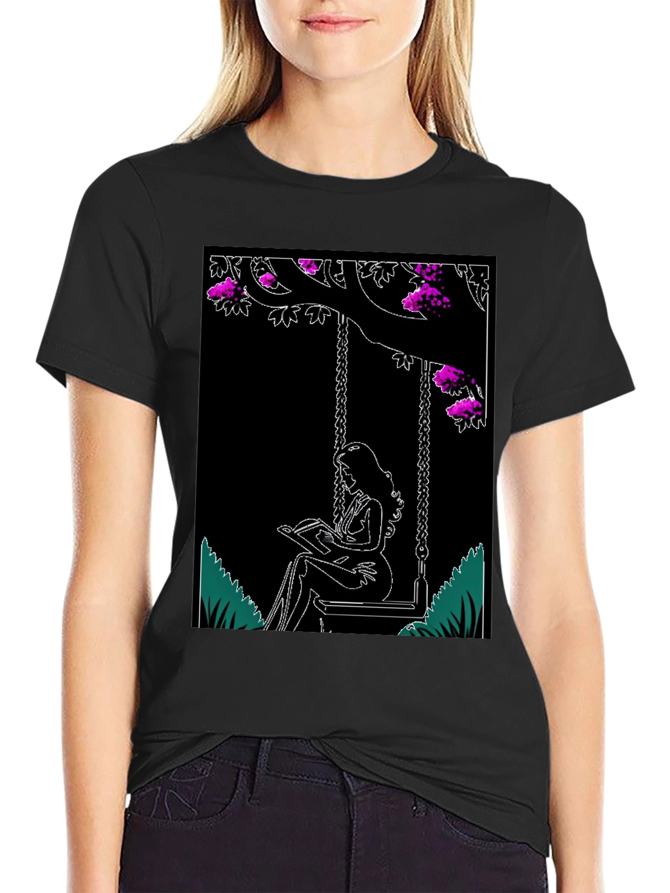 Whimsical Reader Black T-Shirt