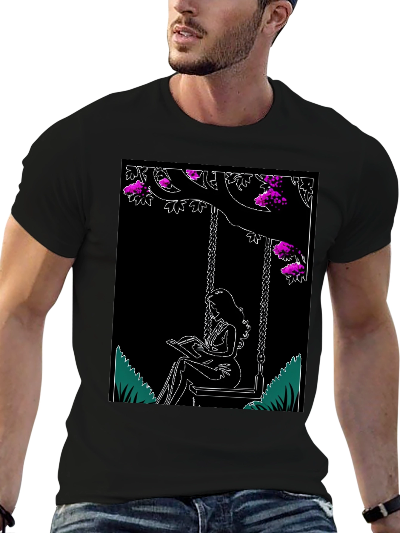Whimsical Reader Black T-Shirt