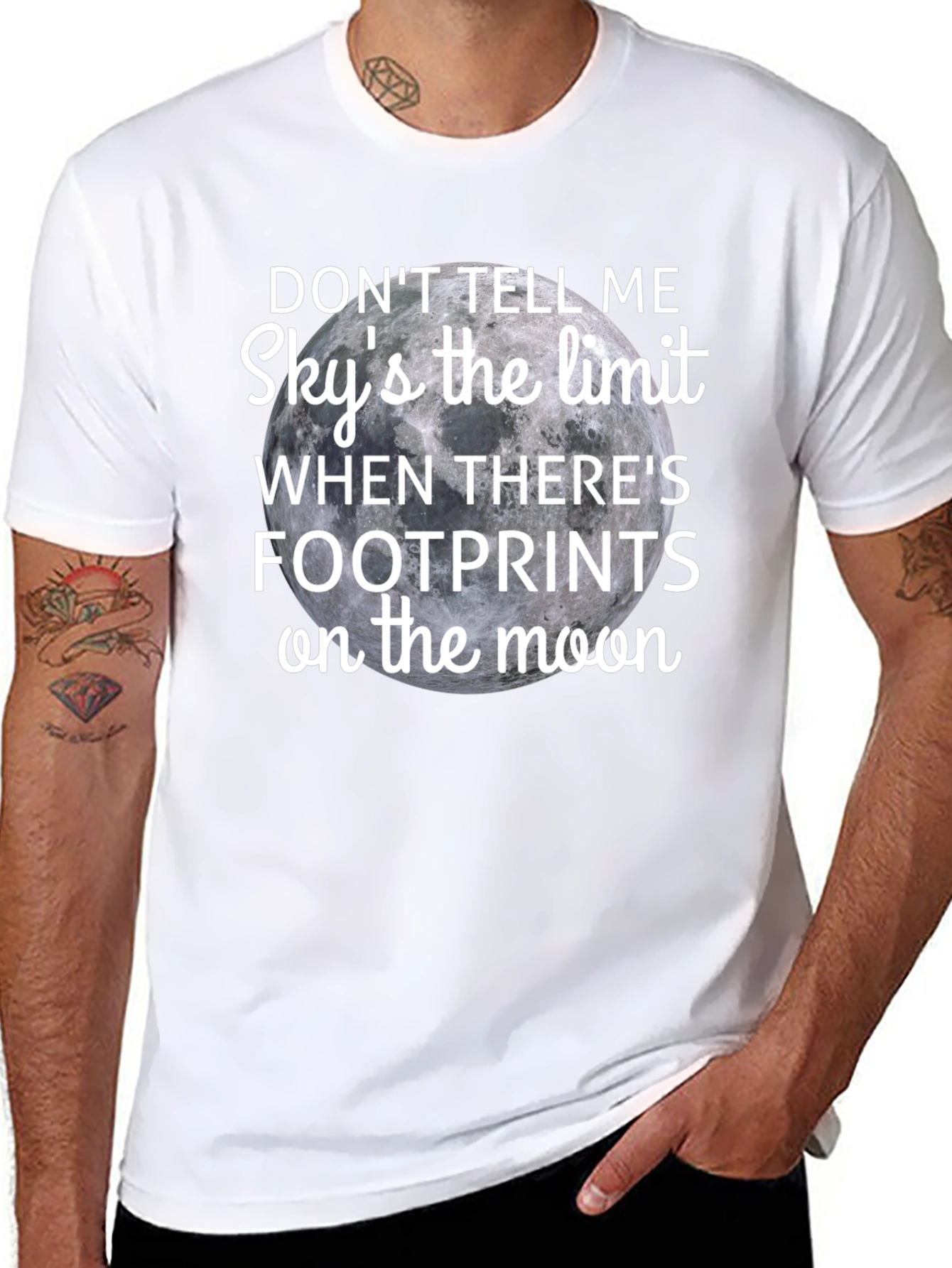 Moon Footprints T-Shirt - Skys the Limit Graphic Tee
