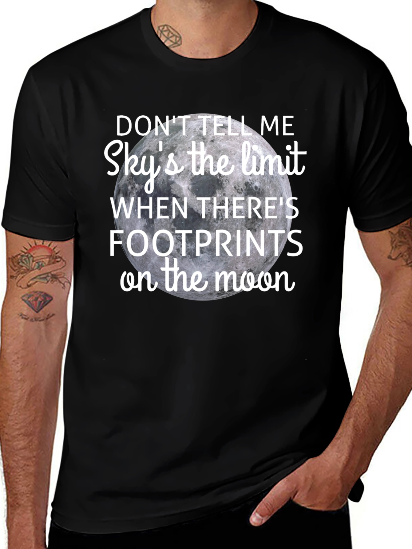 Moon Footprints T-Shirt - Skys the Limit Graphic Tee