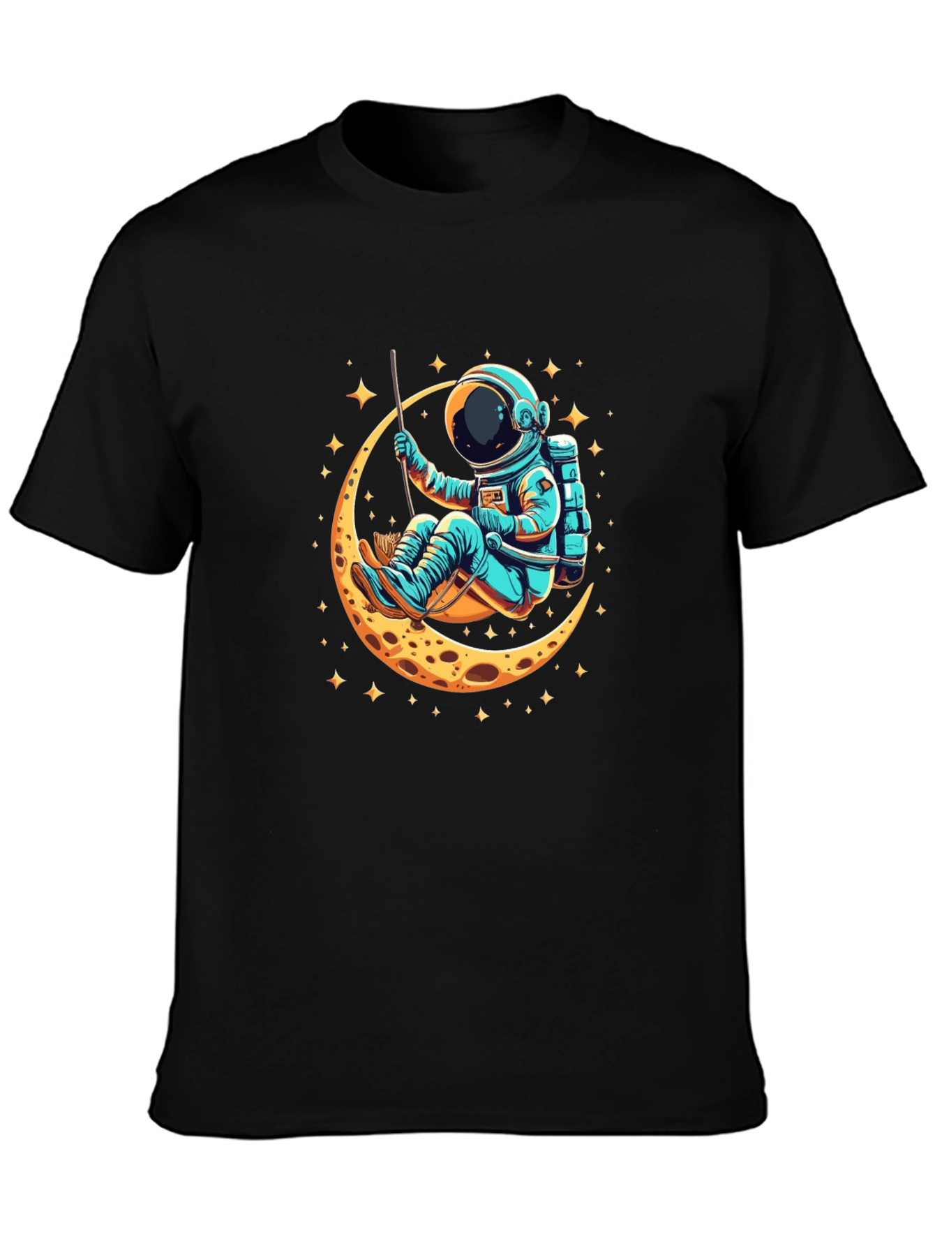 Astronaut on Moon Graphic T-Shirt - Black
