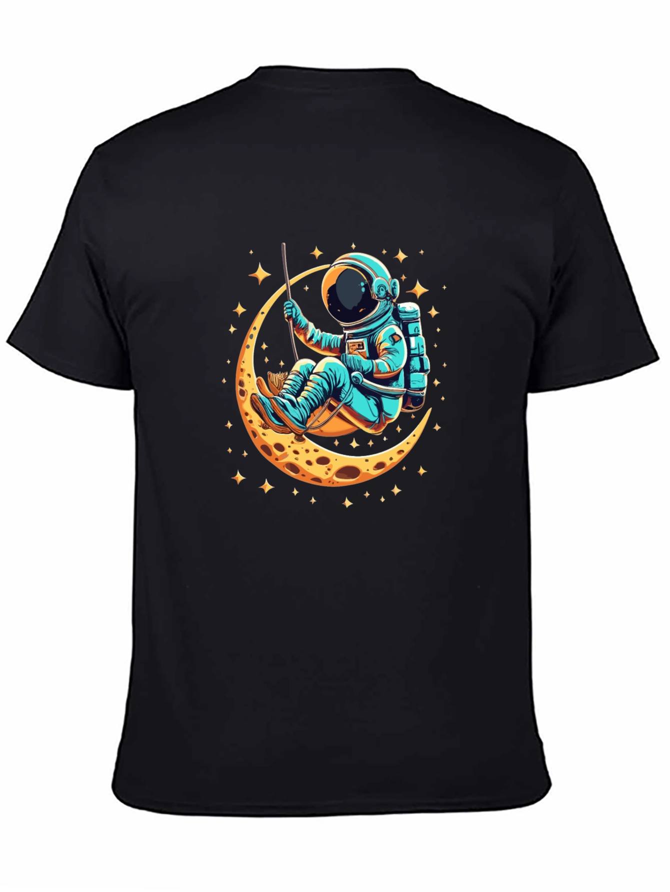 Astronaut on Moon Graphic T-Shirt - Black
