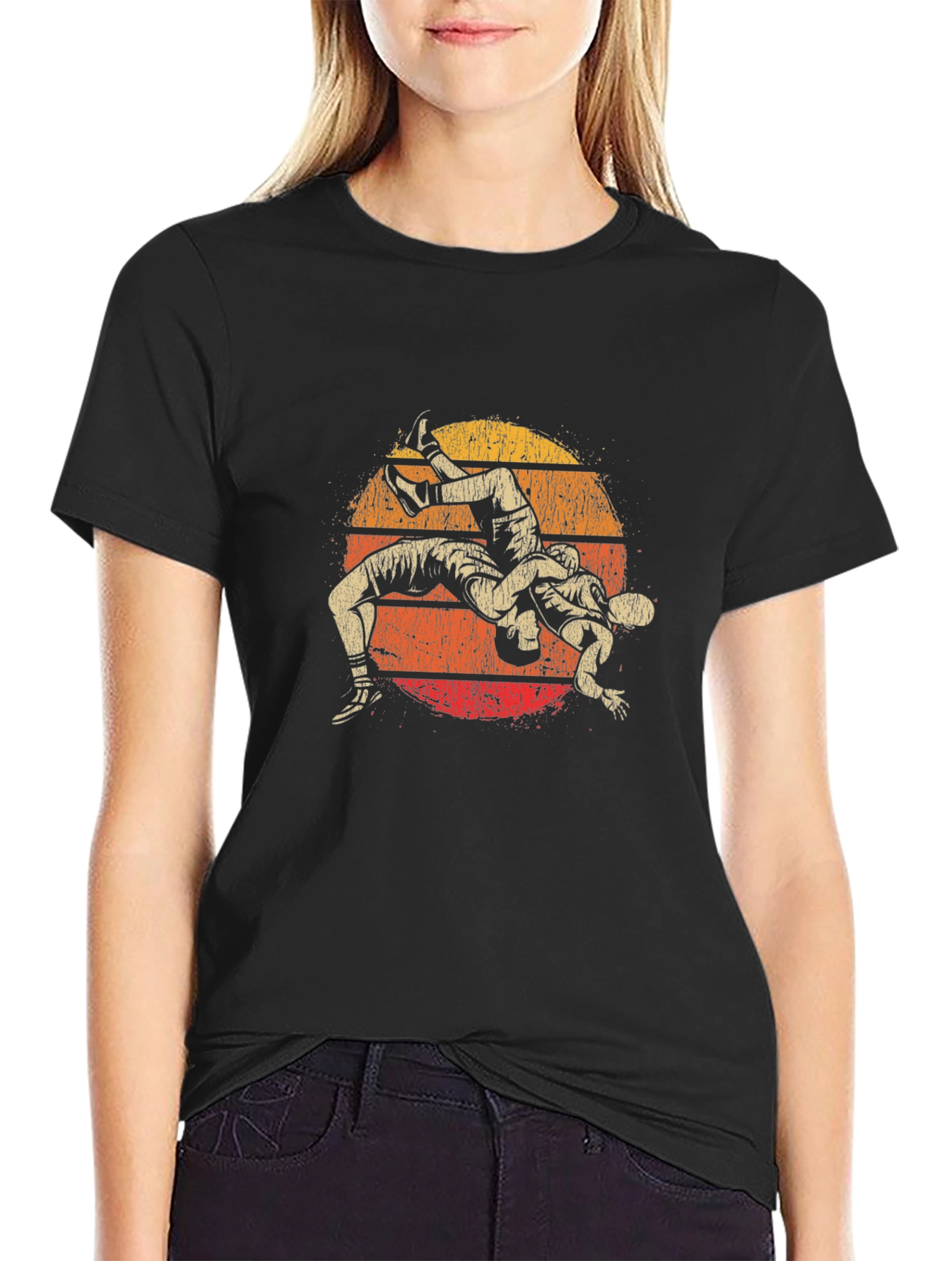 Wrestling Sunset Graphic T-Shirt