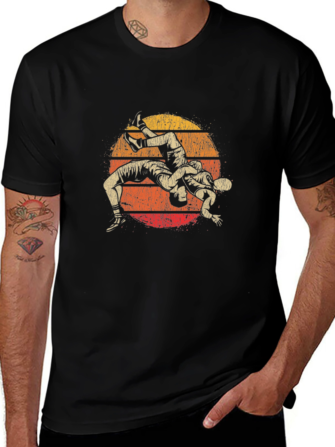 Wrestling Sunset Graphic T-Shirt