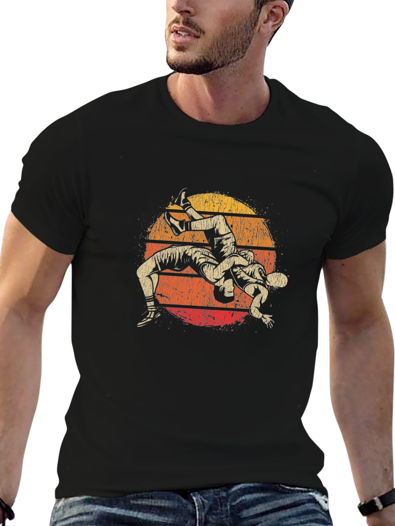Wrestling Sunset Graphic T-Shirt