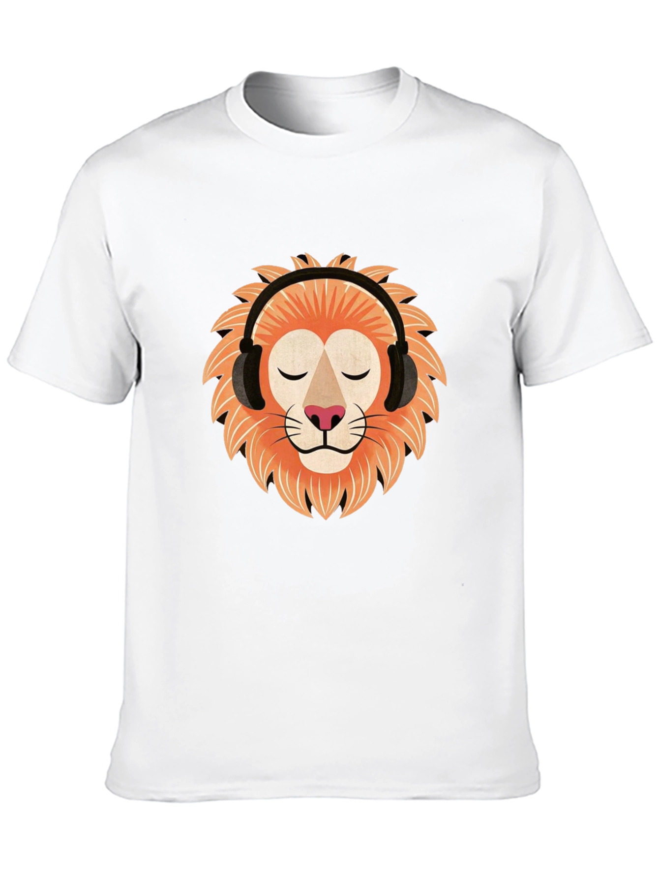Lion Headphone Graphic Tee - Black Cotton