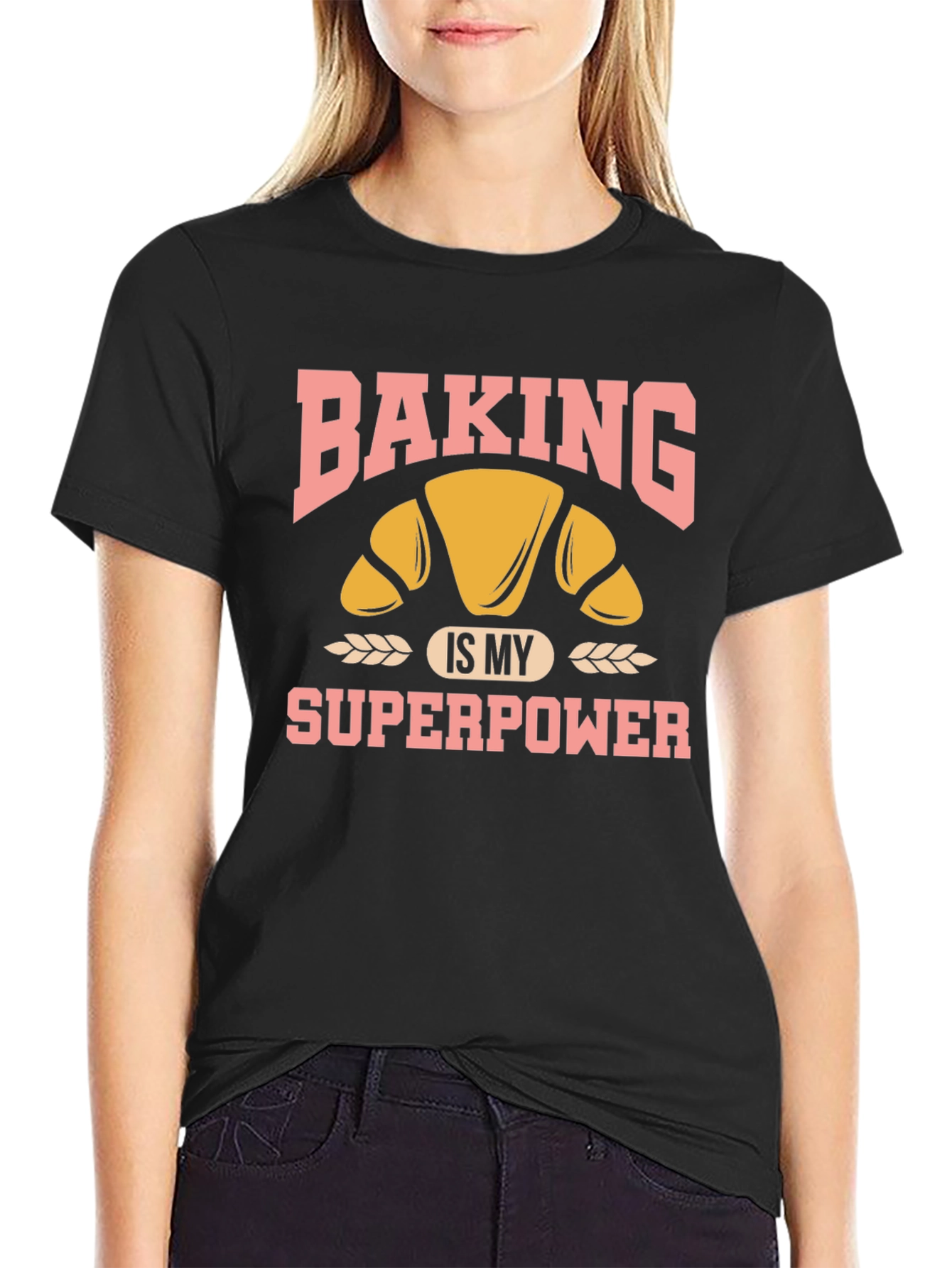 Baking is My Superpower T-Shirt - Croissant Design