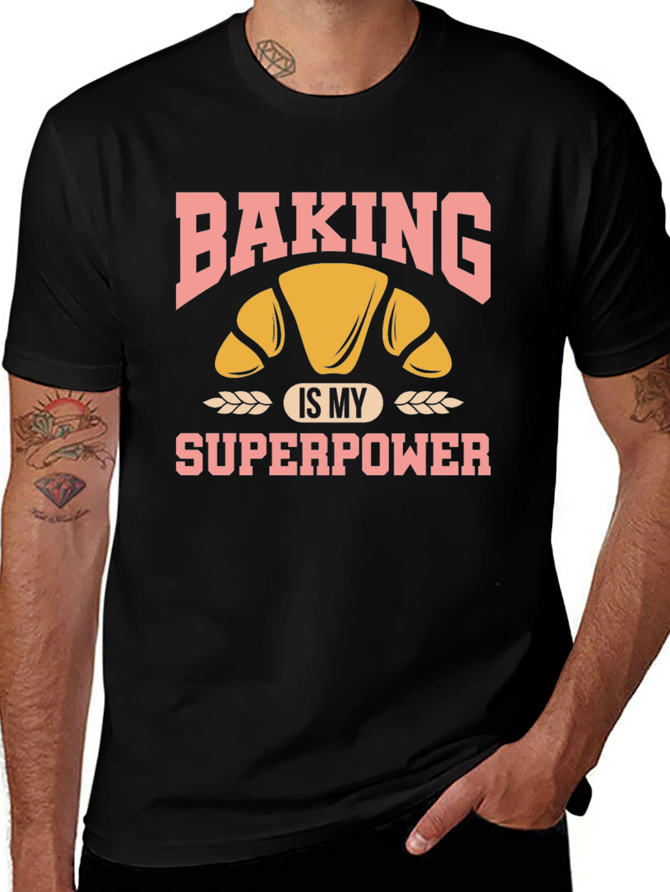 Baking is My Superpower T-Shirt - Croissant Design