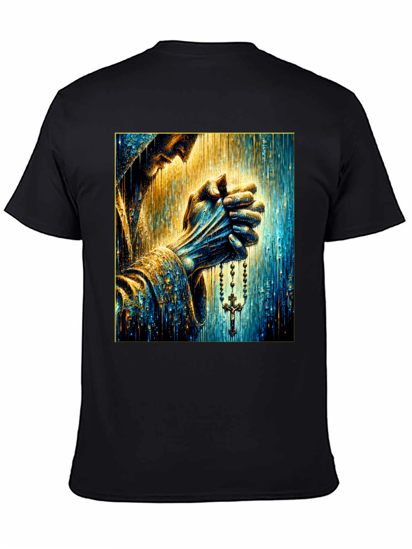 Praying Hands Graphic Tee - Religious Art Shirt