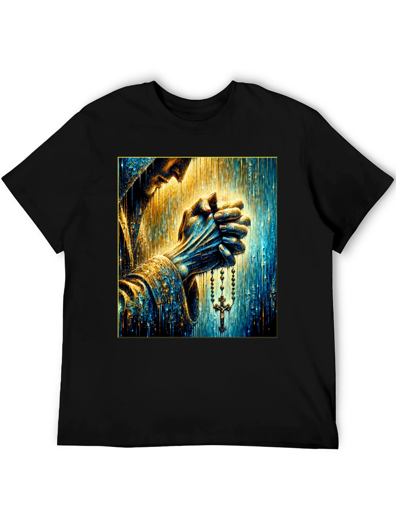 Praying Hands Graphic Tee - Religious Art Shirt