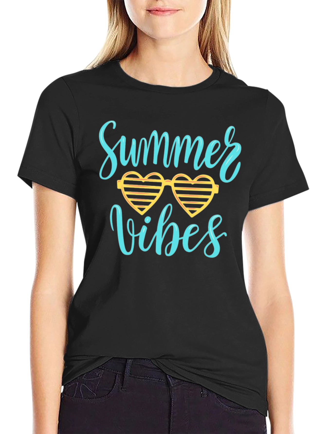 Summer Vibes Graphic T-Shirt - Black Cotton
