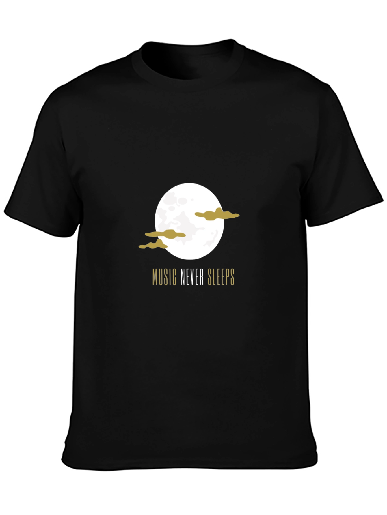 Music Never Sleeps Graphic Tee - Black Cotton T-Shirt