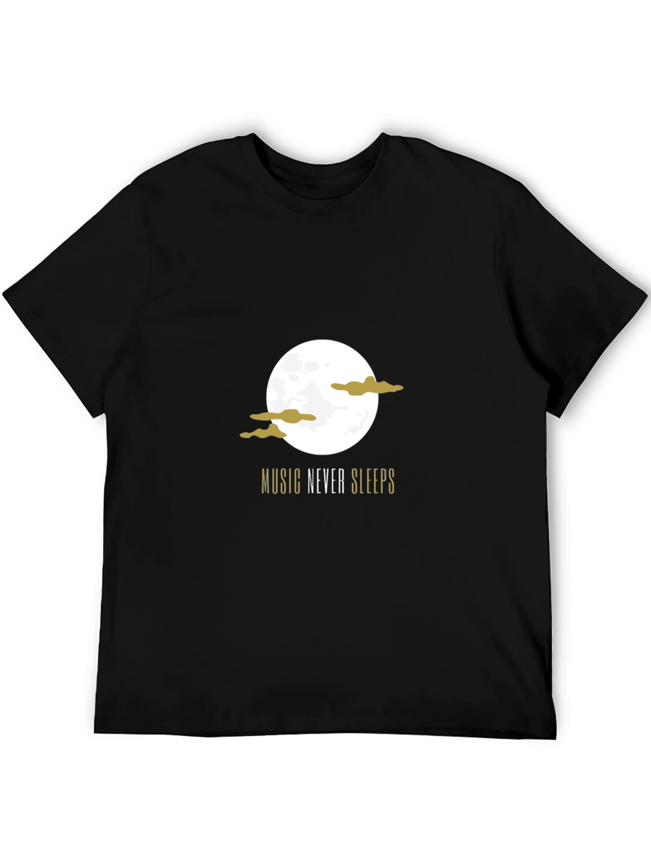 Music Never Sleeps Graphic Tee - Black Cotton T-Shirt