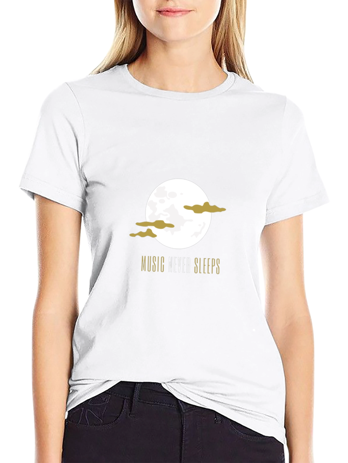 Music Never Sleeps Graphic Tee - Black Cotton T-Shirt