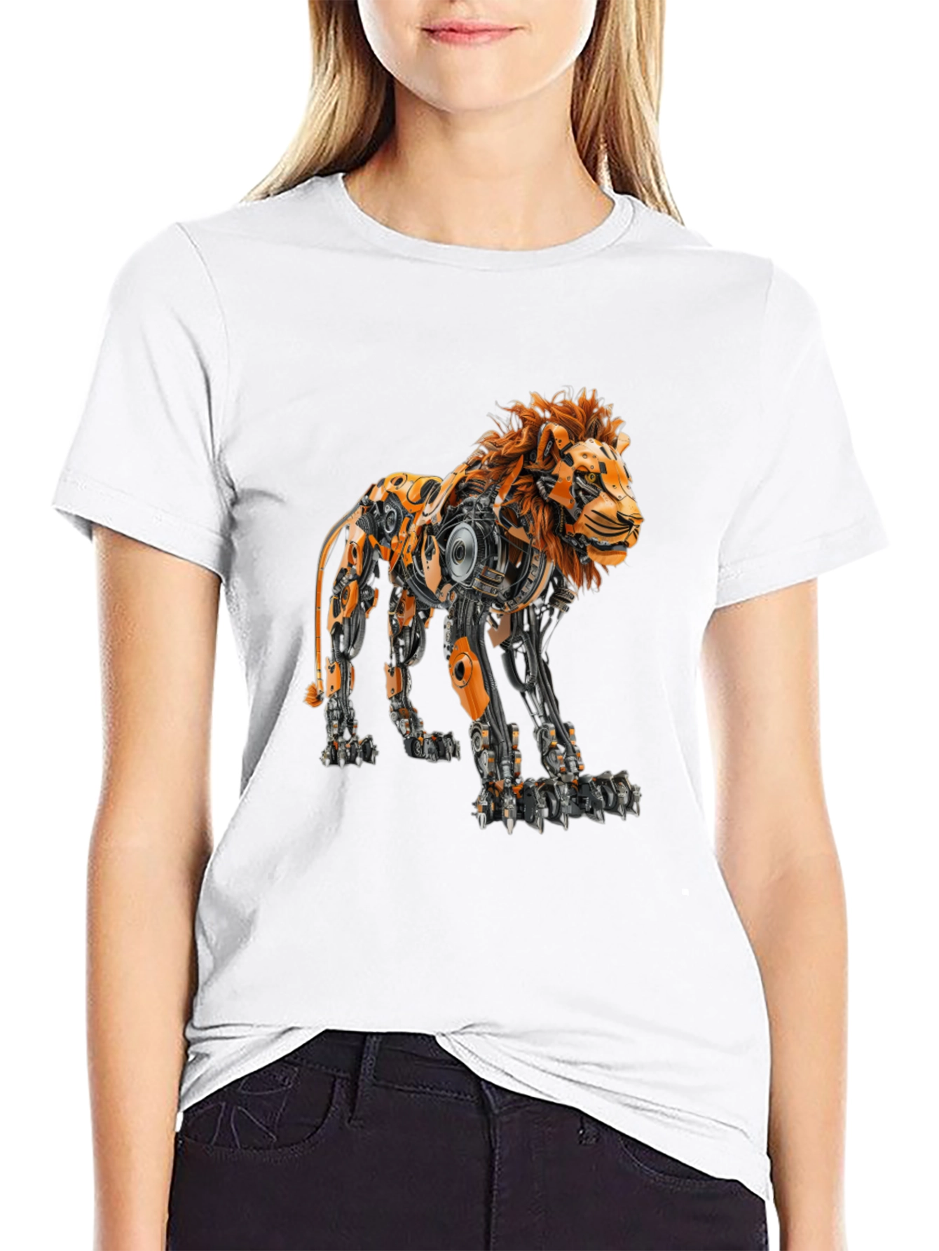 Robotic Lion Graphic Tee - Cool Mech Design