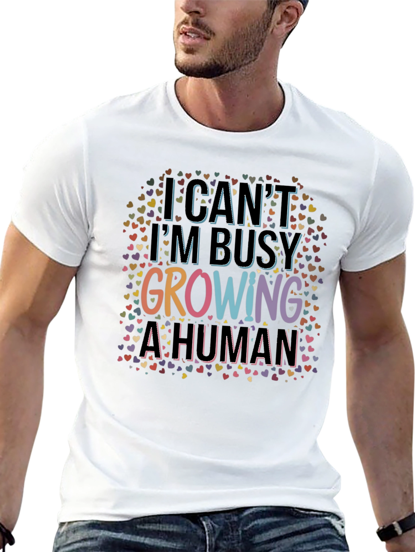 I Cant Im Busy Growing A Human Black T-Shirt
