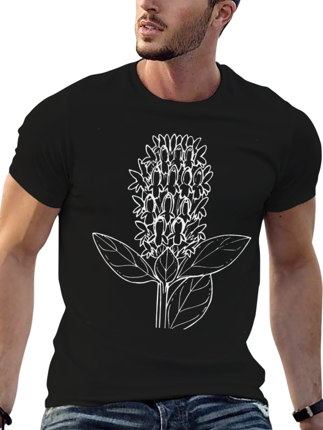 Botanical Graphic Tee - Stylish Black Shirt