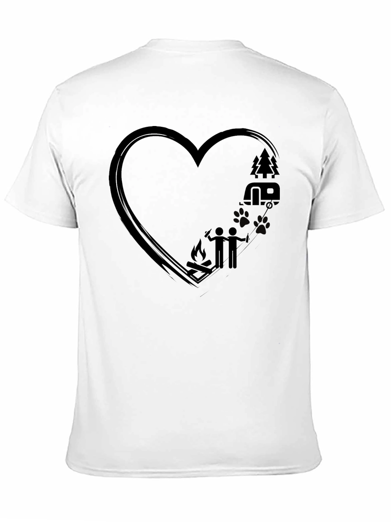 Camping Love Heart T-Shirt - Black