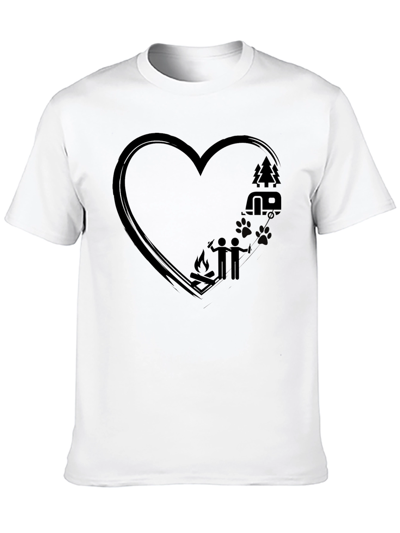 Camping Love Heart T-Shirt - Black