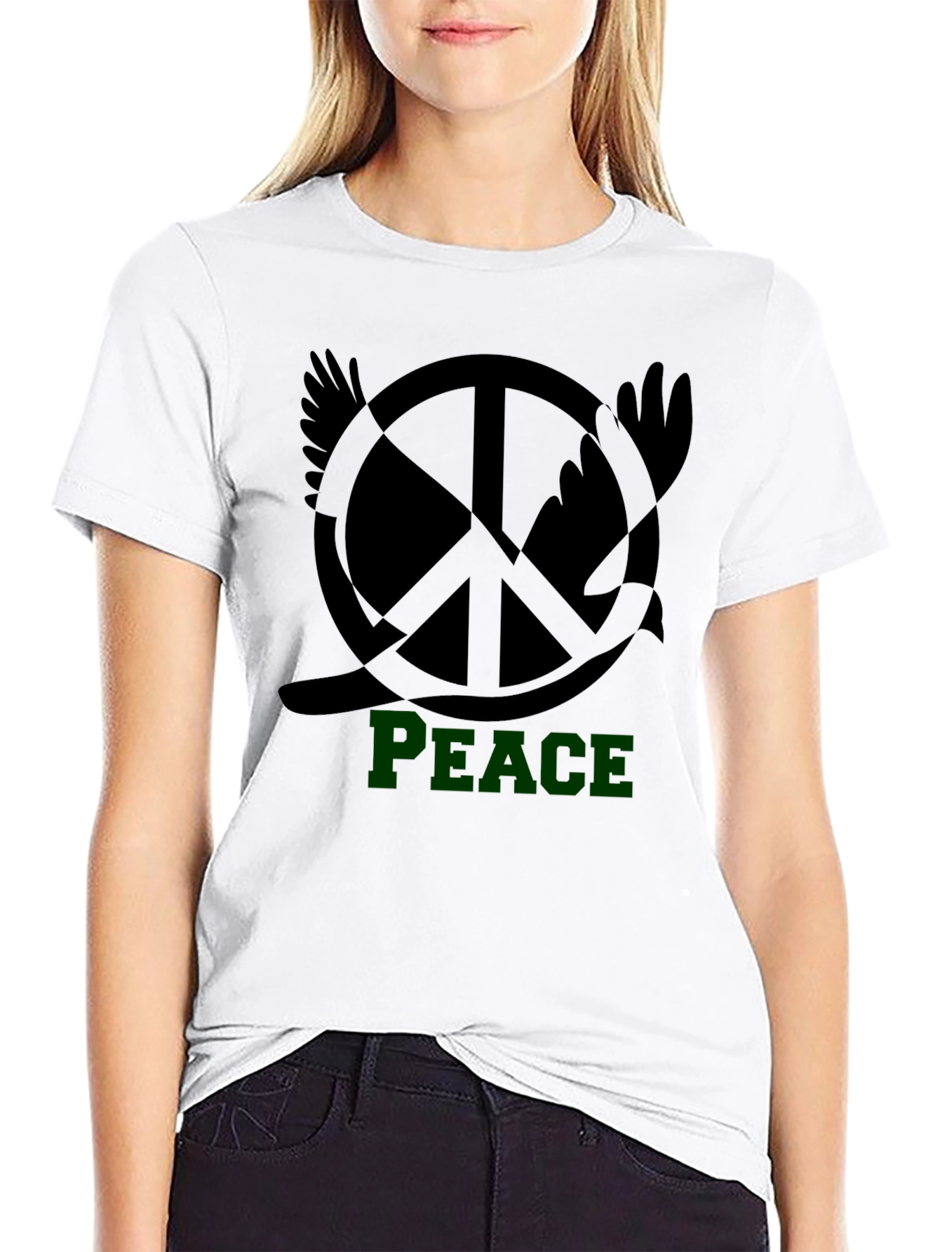 Peace Dove Graphic T-Shirt - Black