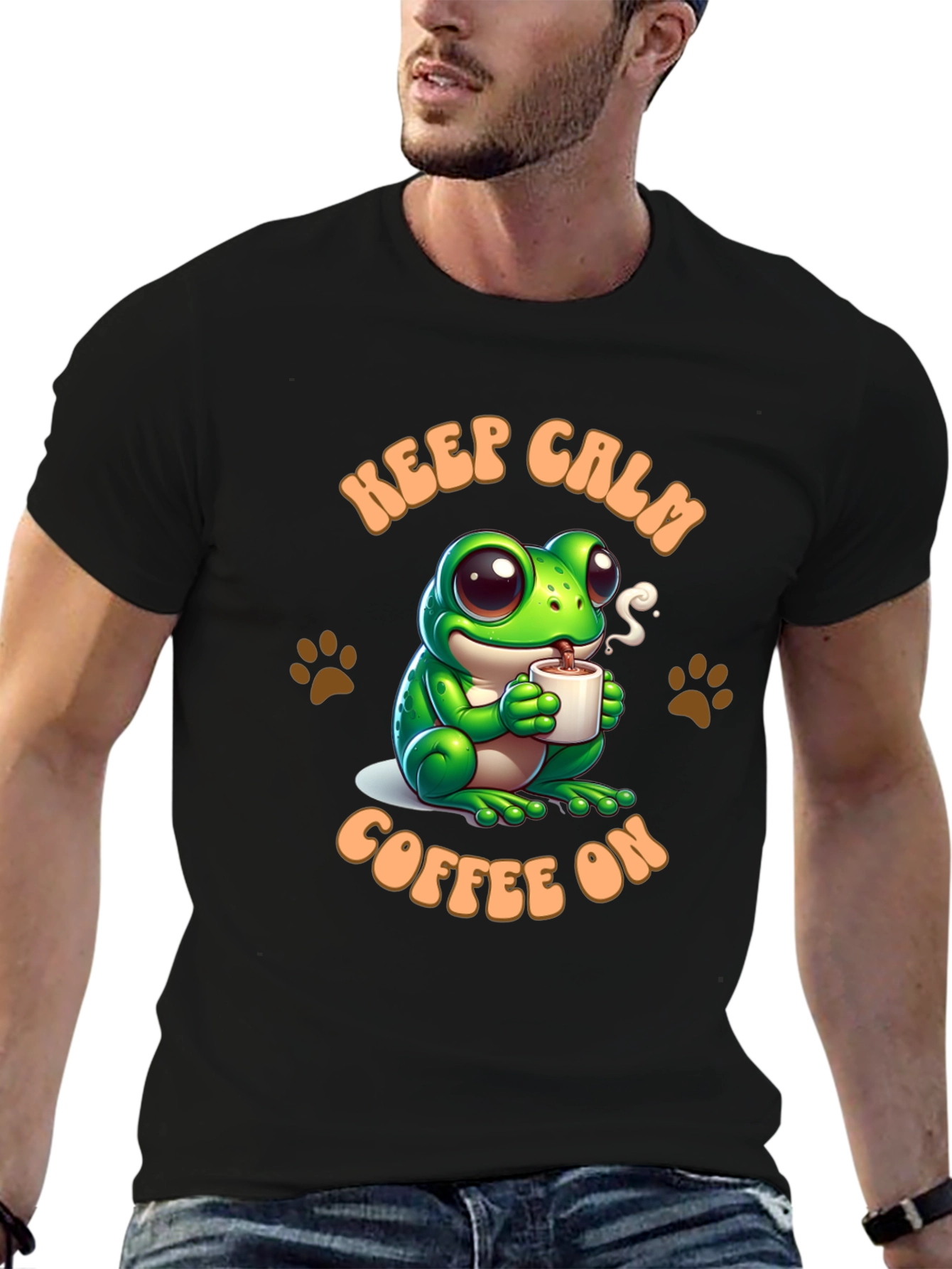 Keep Calm Coffee On Black T-Shirt