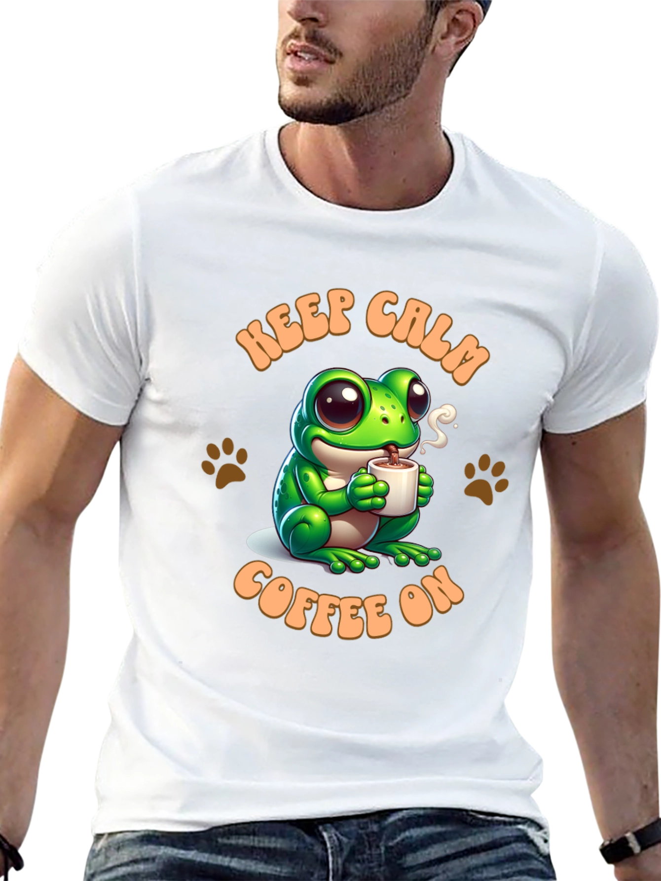 Keep Calm Coffee On Black T-Shirt