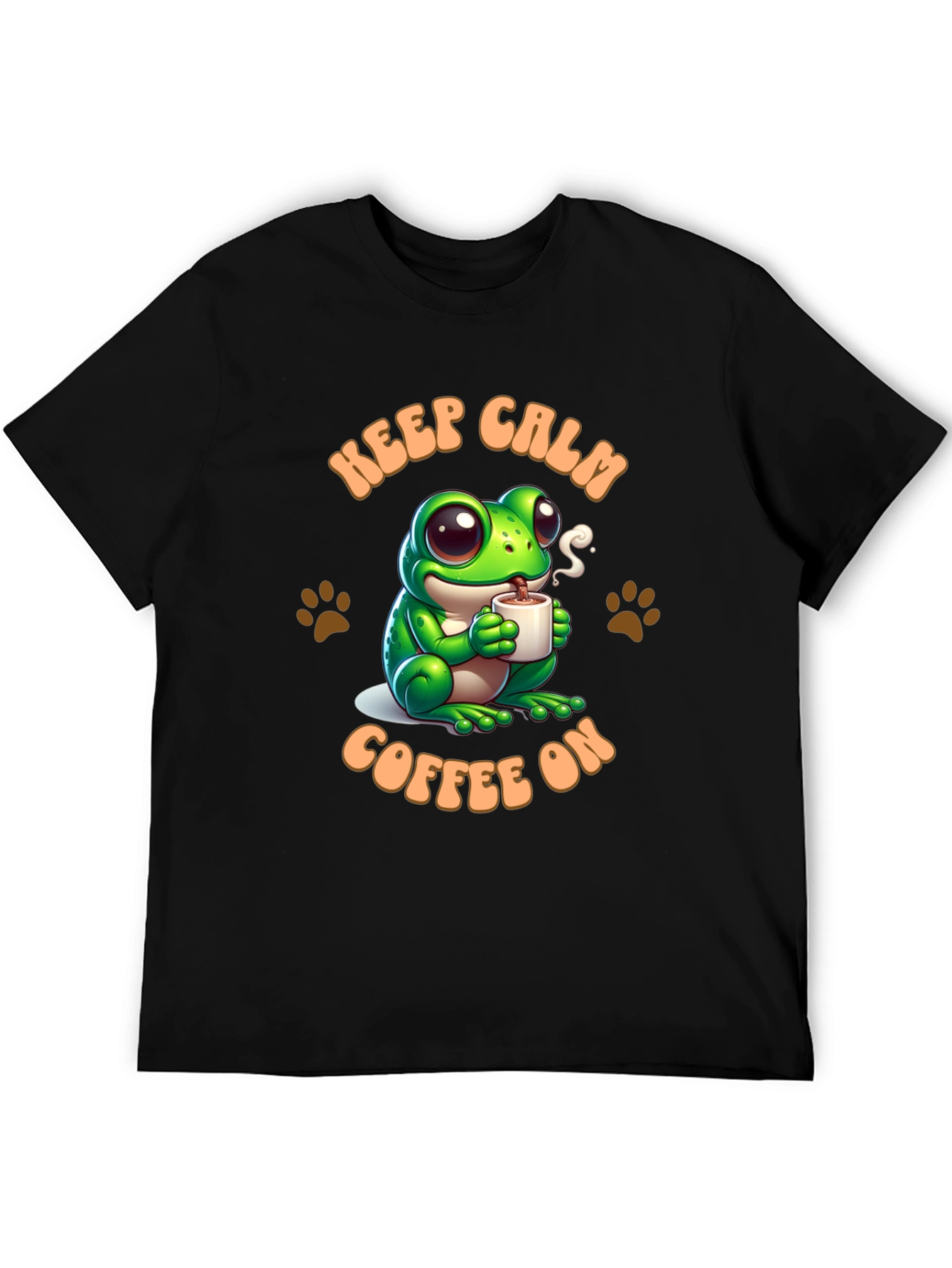 Keep Calm Coffee On Black T-Shirt
