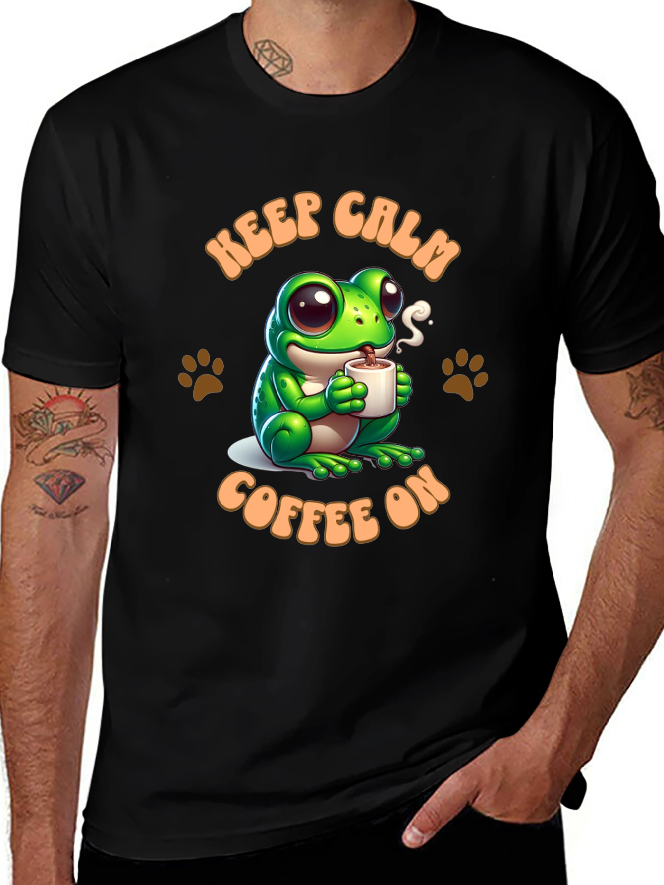 Keep Calm Coffee On Black T-Shirt