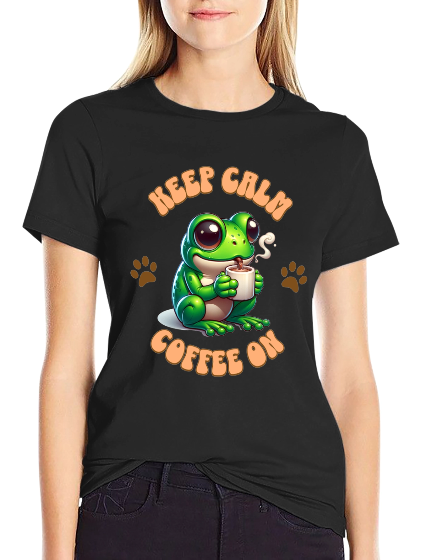 Keep Calm Coffee On Black T-Shirt