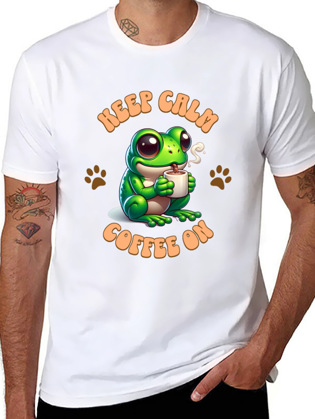 Keep Calm Coffee On Black T-Shirt