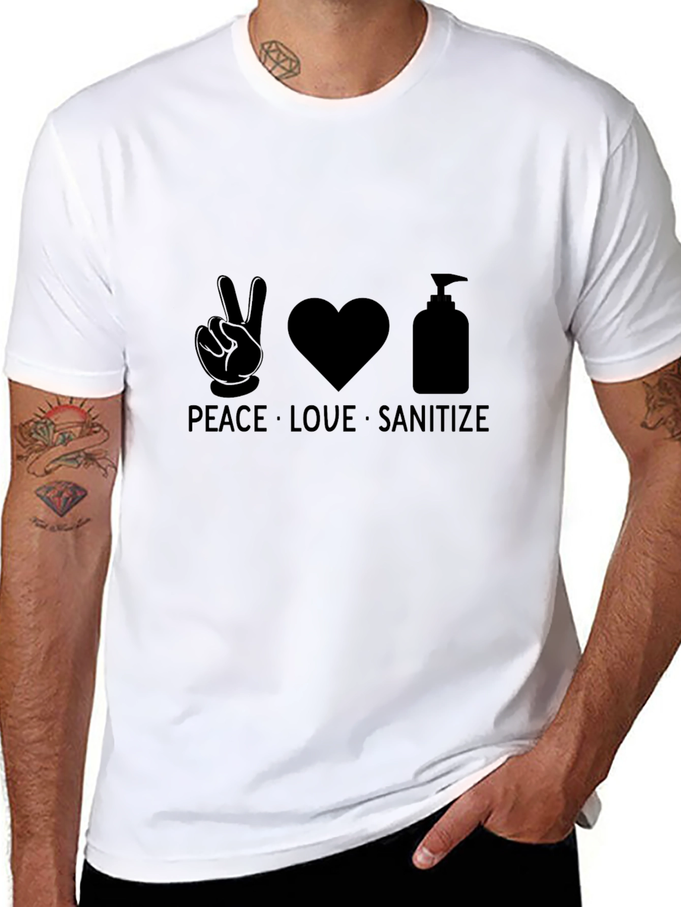 Peace Love Sanitize Black T-Shirt