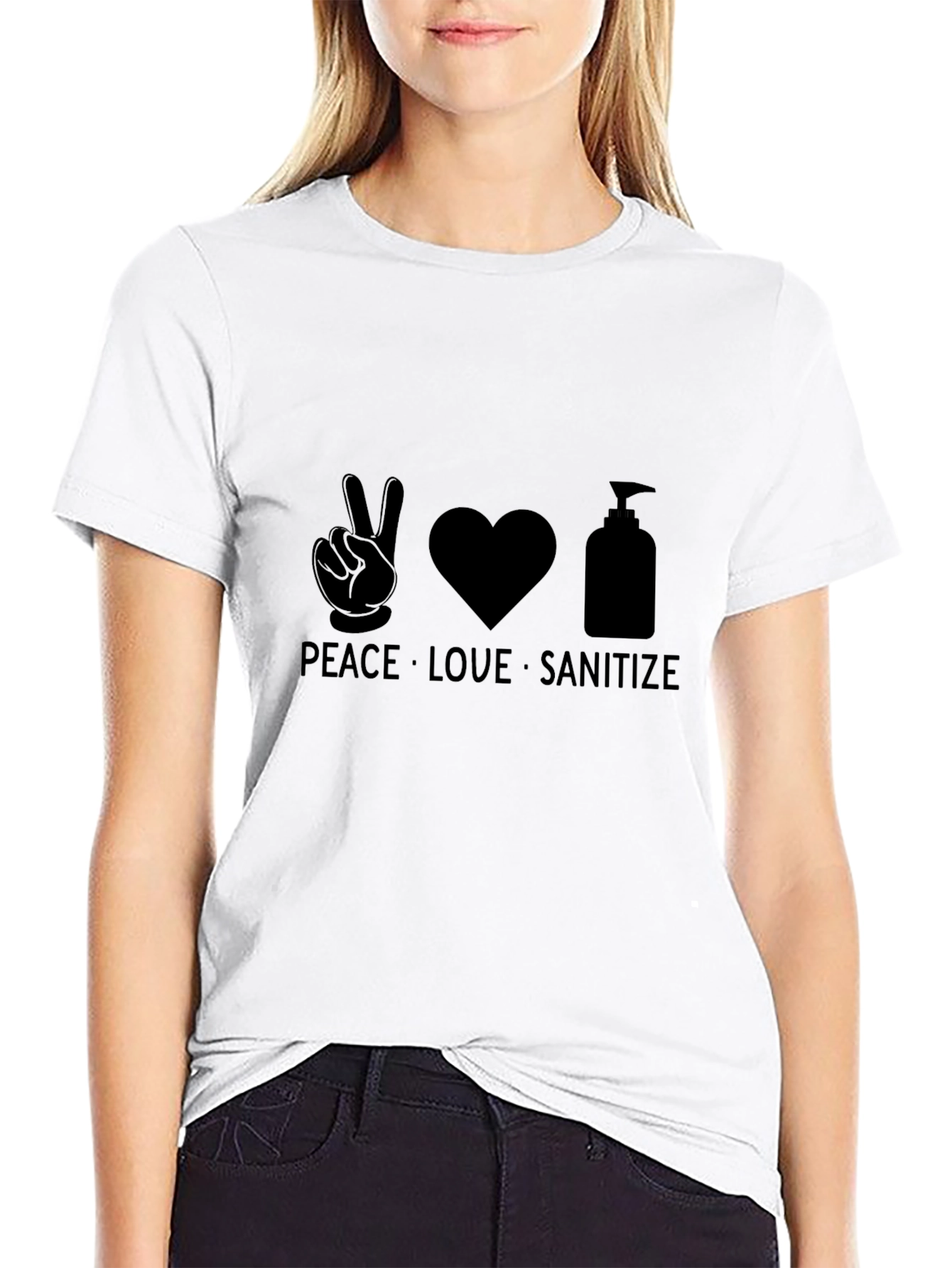 Peace Love Sanitize Black T-Shirt