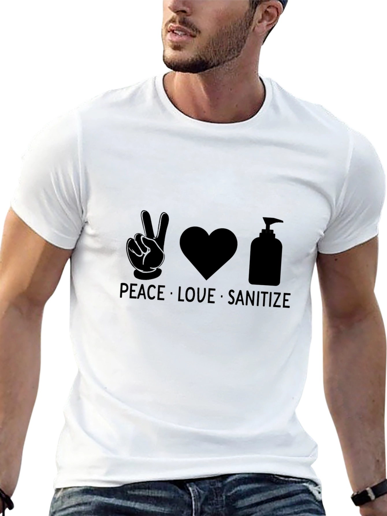 Peace Love Sanitize Black T-Shirt