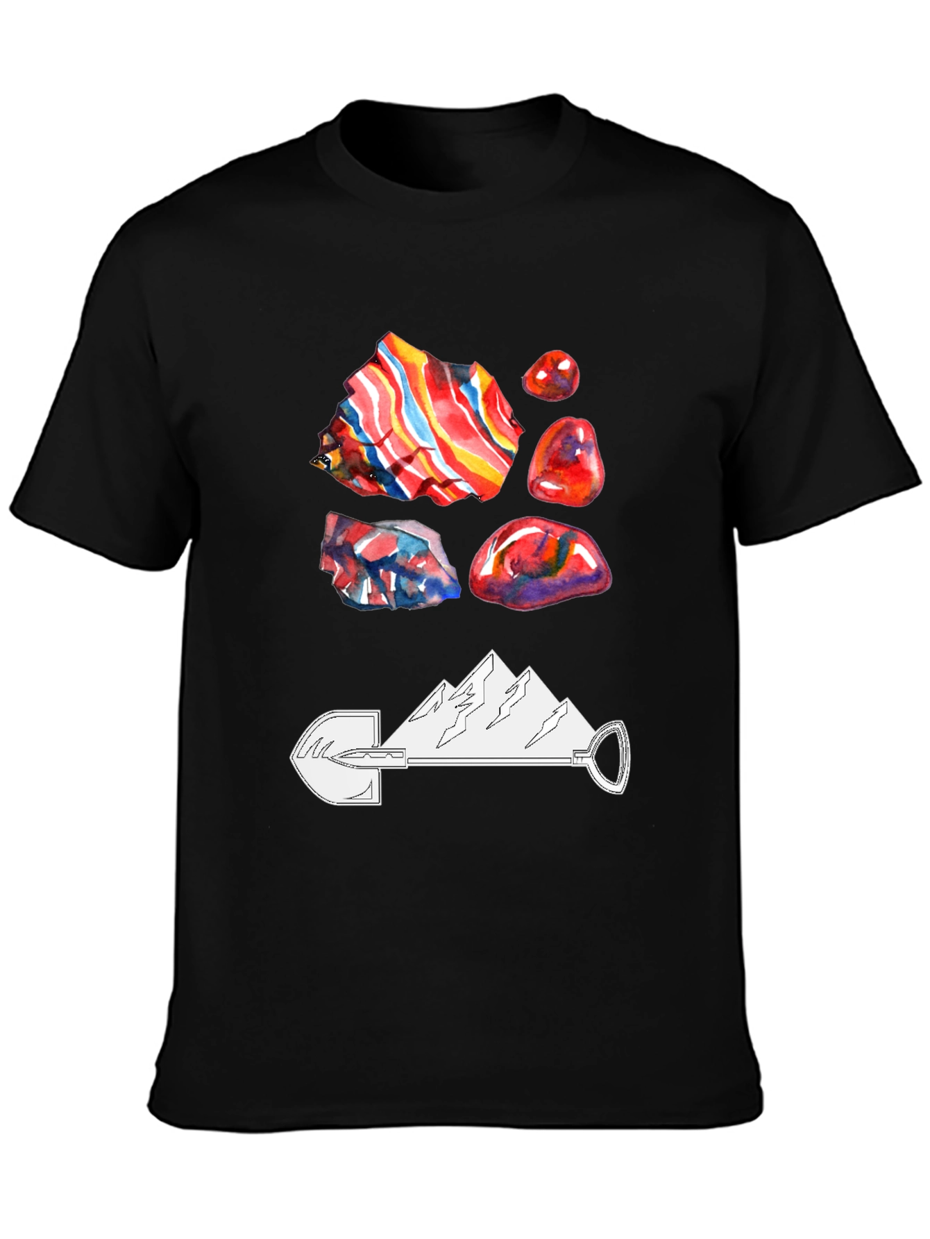 Geology T-Shirt - Rocks Shovel and Mountain Design