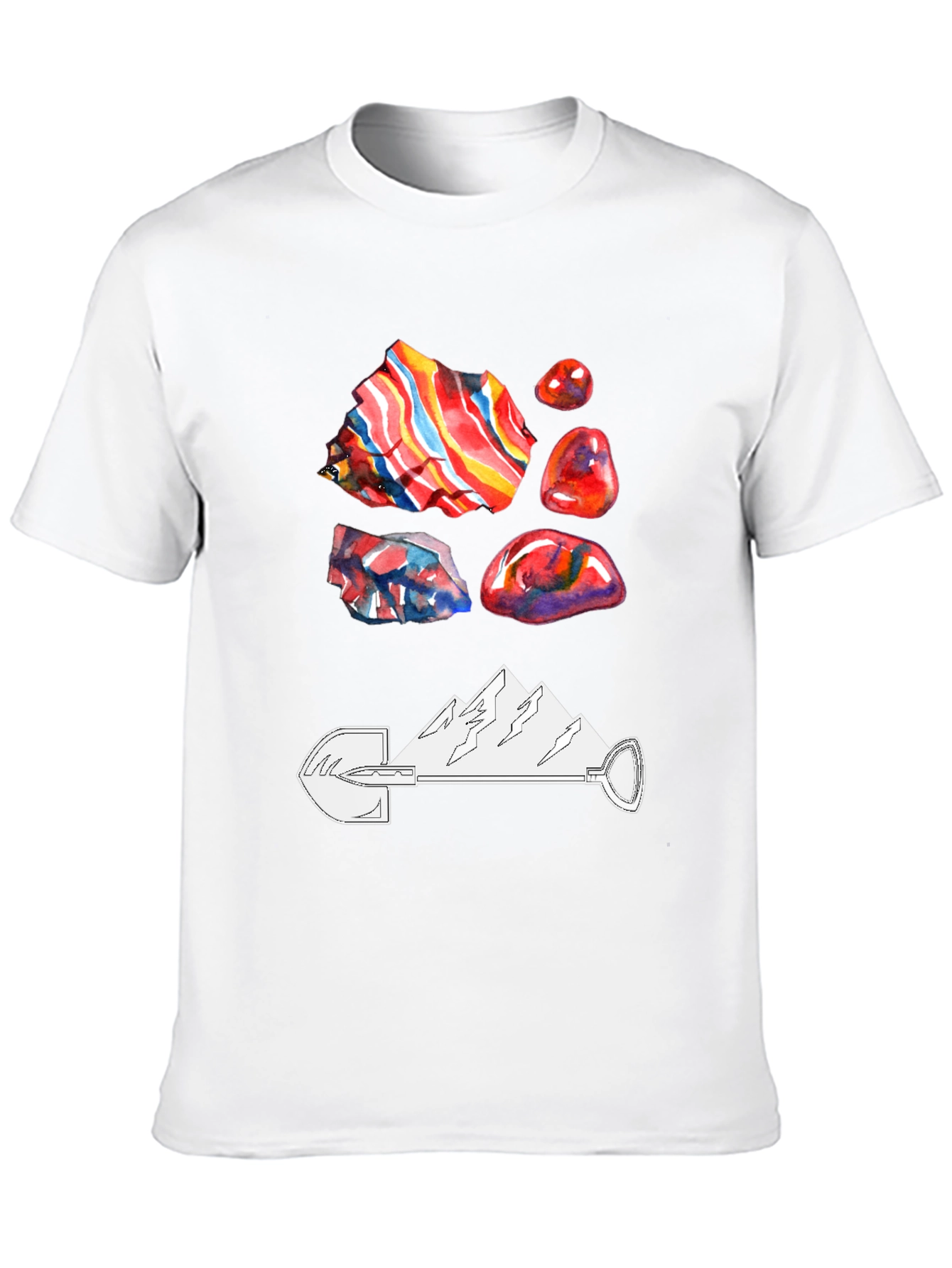 Geology T-Shirt - Rocks Shovel and Mountain Design