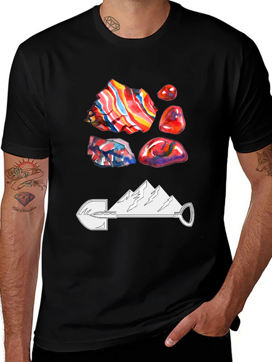 Geology T-Shirt - Rocks Shovel and Mountain Design