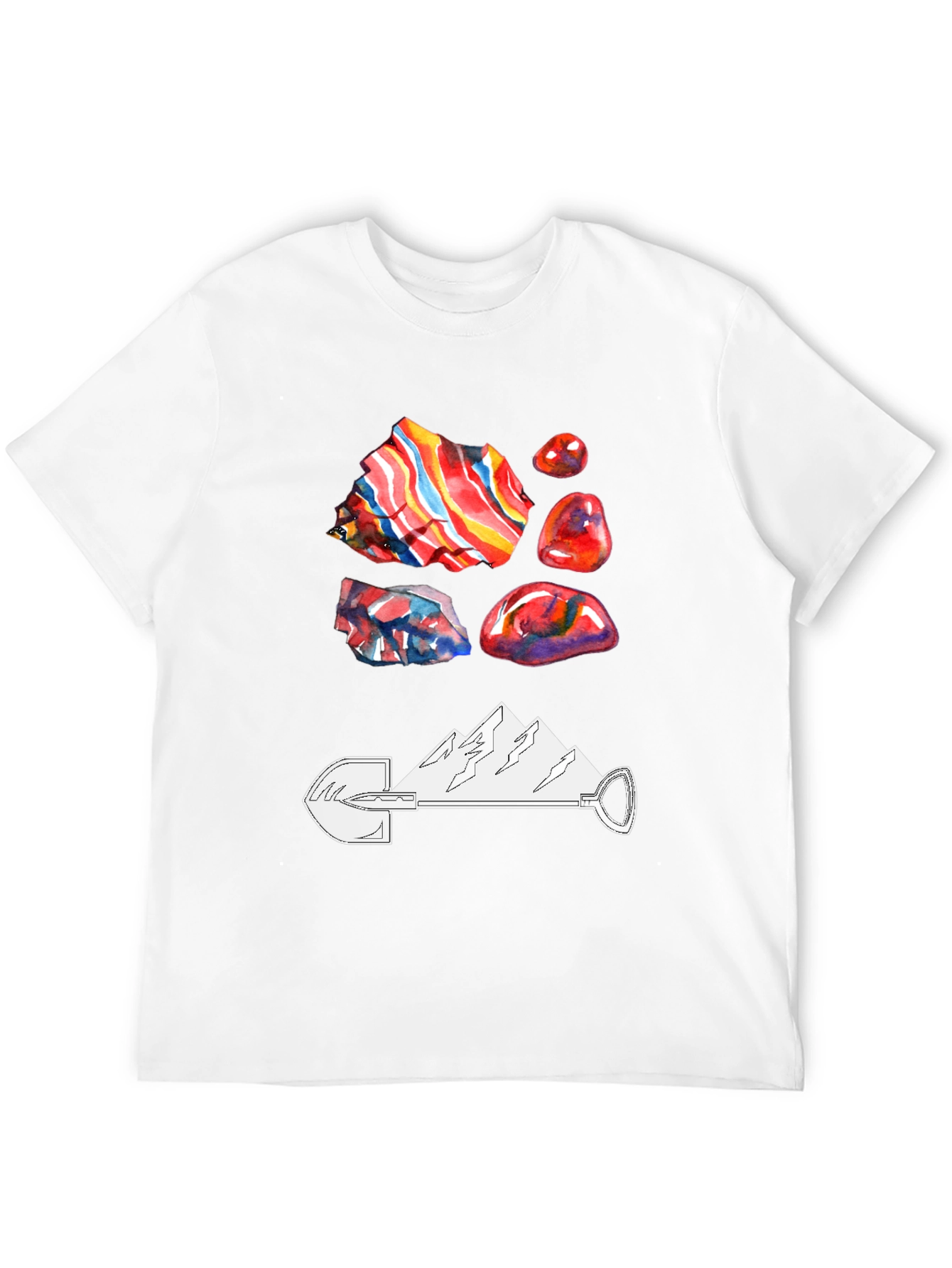 Geology T-Shirt - Rocks Shovel and Mountain Design