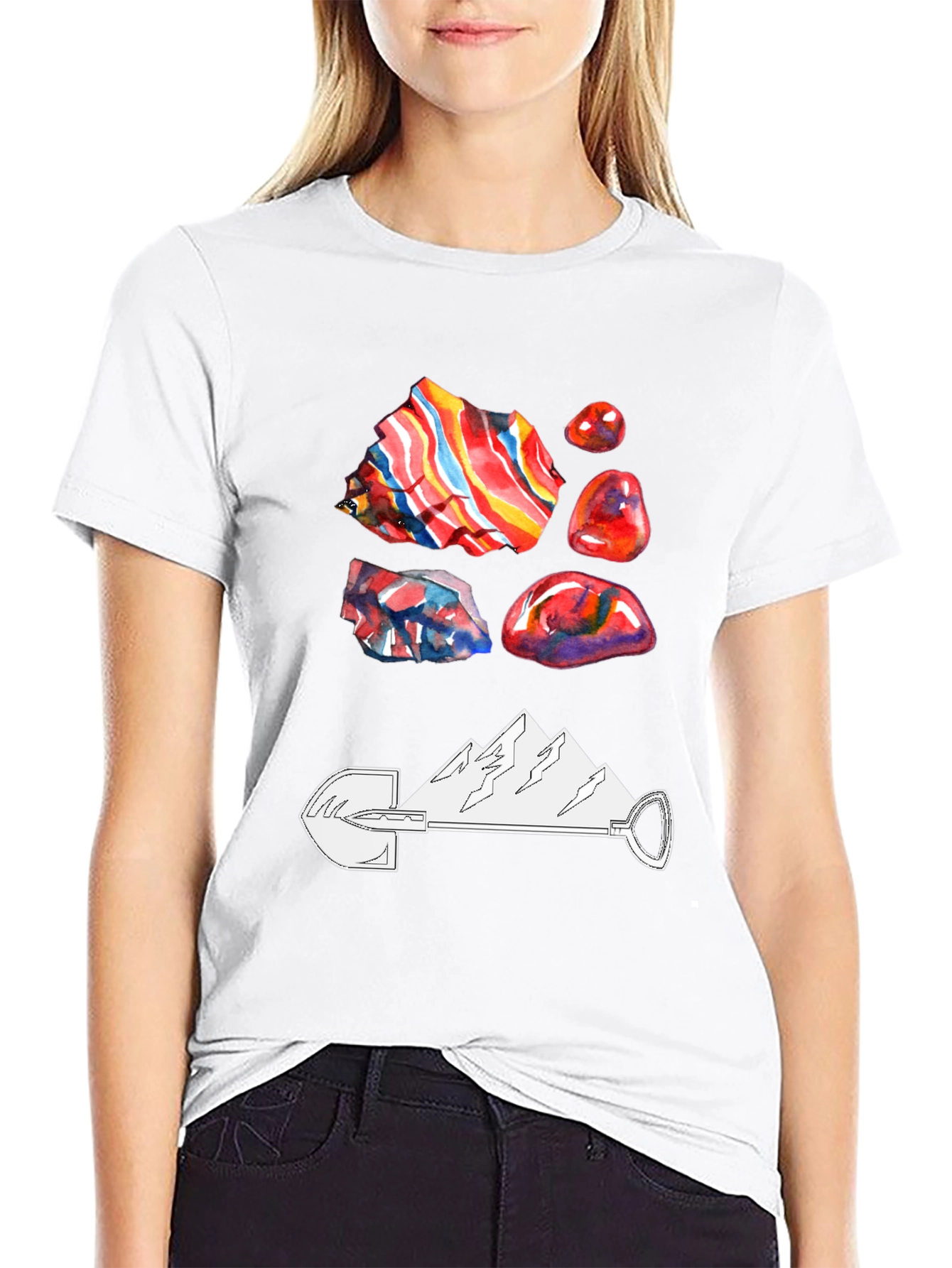 Geology T-Shirt - Rocks Shovel and Mountain Design