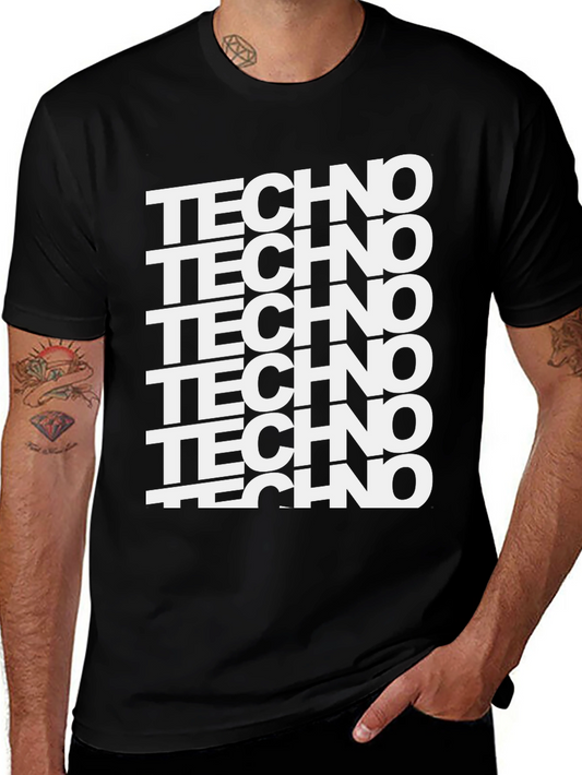 Bold Techno Music Graphic Tee - Black
