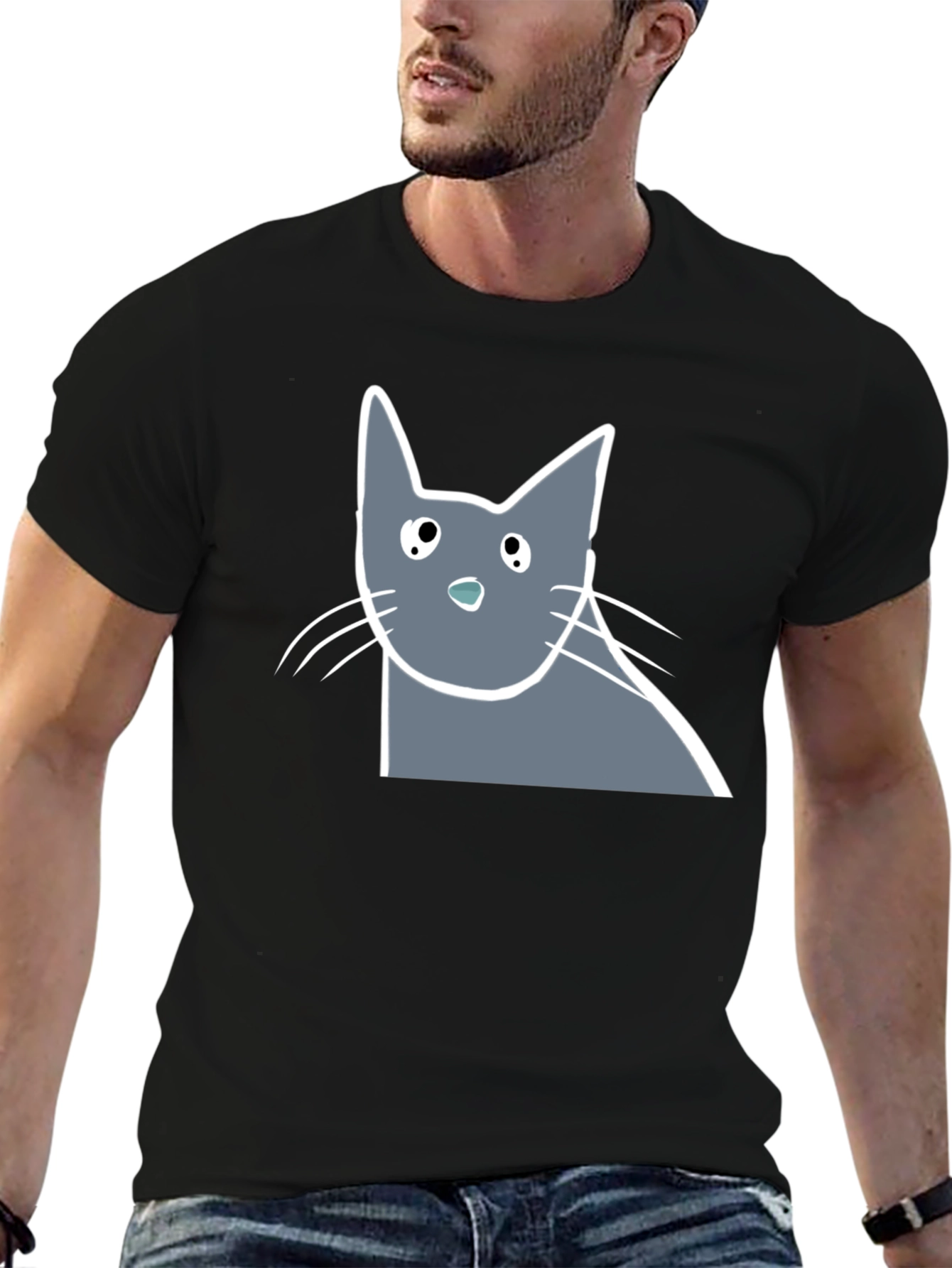 Cool Cat Graphic Tee - Soft Cotton Black T-Shirt