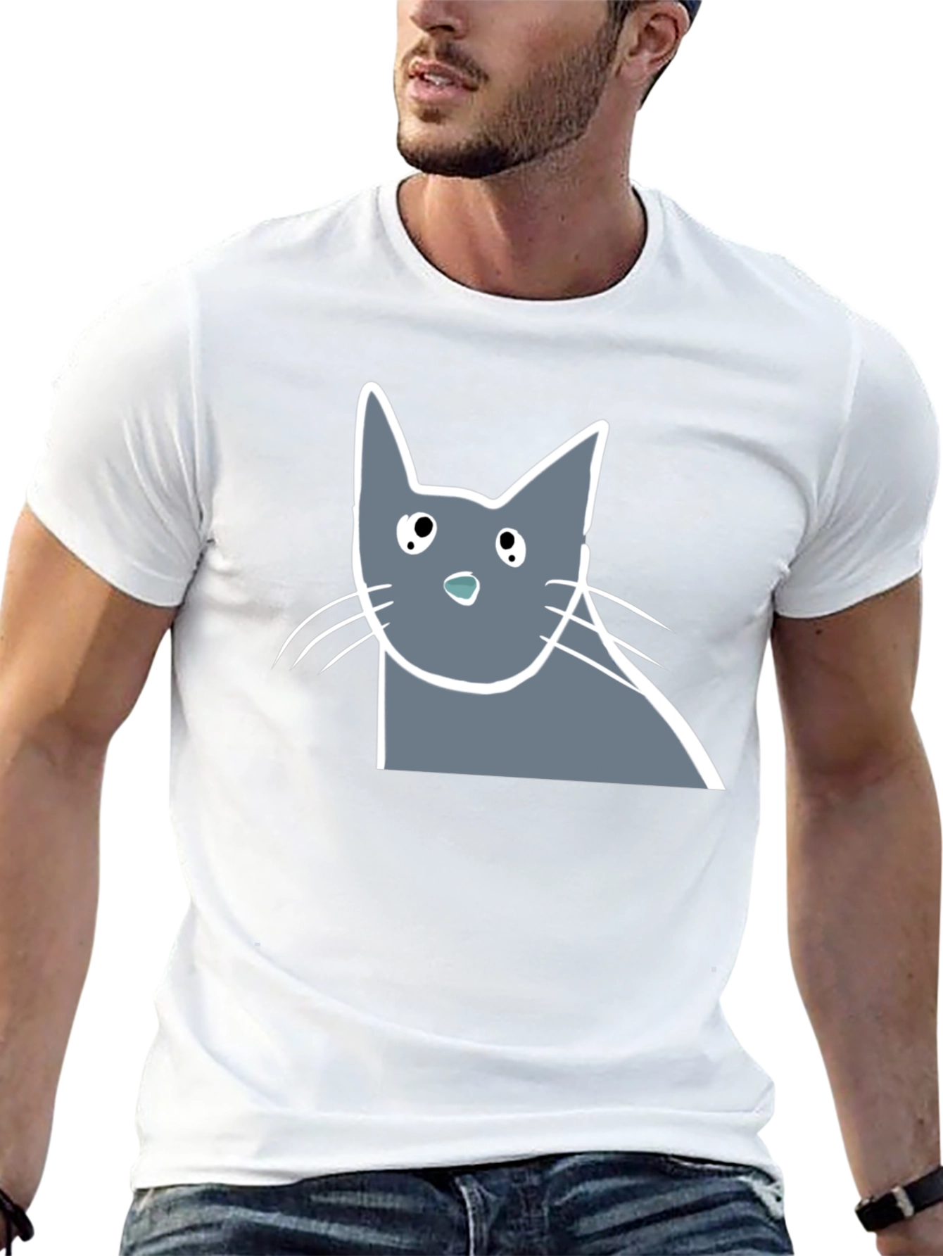 Cool Cat Graphic Tee - Soft Cotton Black T-Shirt